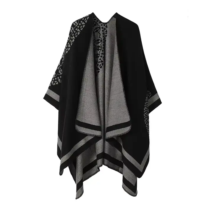 Châle double face pour femme, ponchos d'automne, mode rétro européenne et américaine, fourche fendue