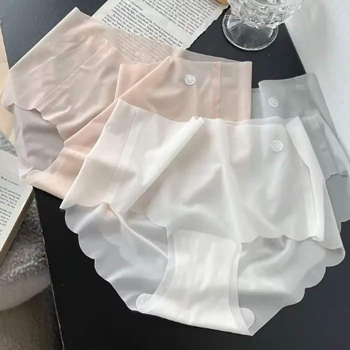 Dámské Ice-Cold hedvábí neviditelné kalhotky, Ultra Slim bezešvé prádlo, vysoký pas, prodyšné, měkké, pružné, pohodlné, Lingeri, nová kolekce 2024