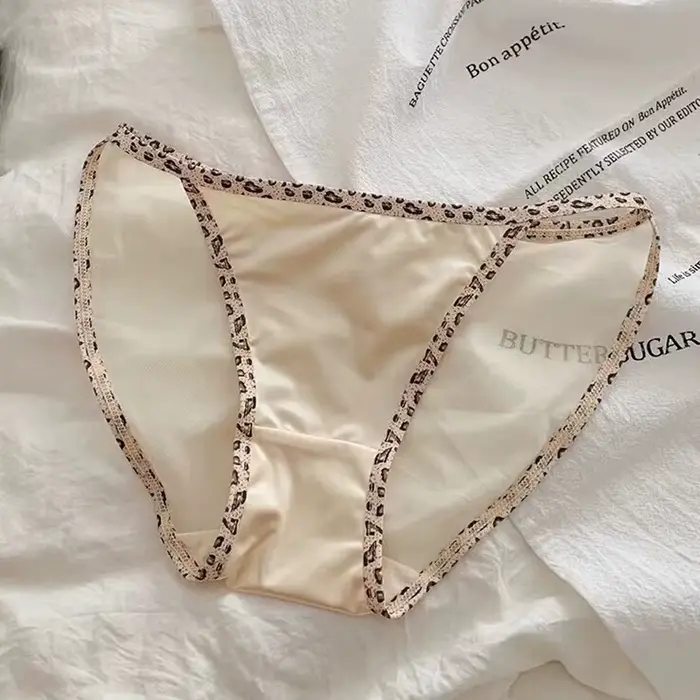 Kalhotky žena krajka leopard antibakteriální rozkrok kalhotky pohodlné spodní prádlo sexy žena prodyšné pevné bezešvé