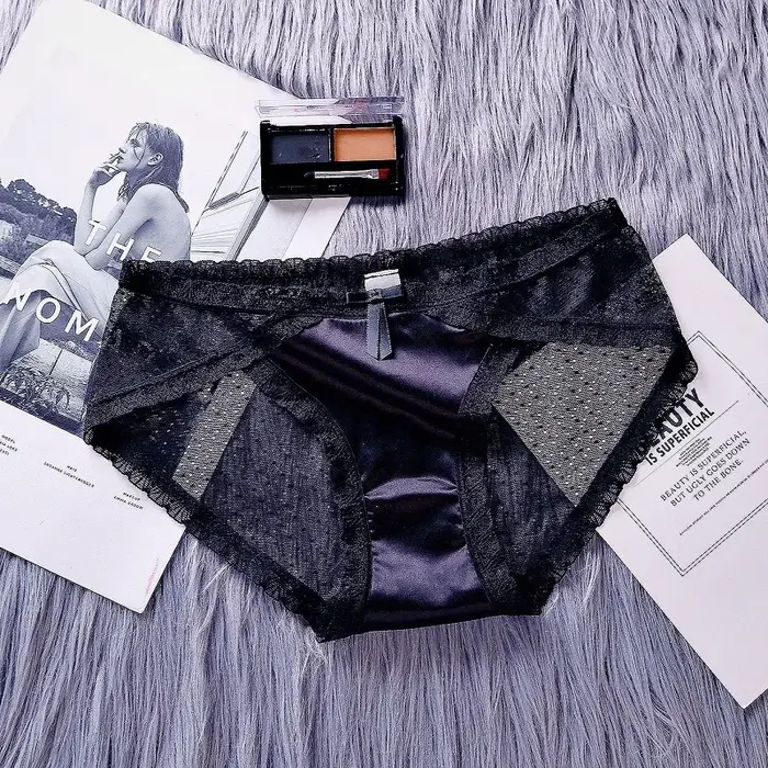 Culotte en Satin pour femmes, sous-vêtements en dentelle, slip Sexy pour dames, sous-vêtements décon