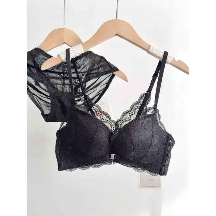 Ensemble de soutien-gorge en dentelle pour femmes à petite poitrine, fermeture frontale, sans armatures, dos élégant, push-up, lingerie douce pour tous les jours, taille 32-38AB