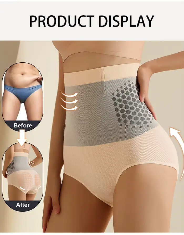 Culotte gainante taille haute sans couture pour femme, avec thérapie magnétique et chaleur utérine, pour le contrôle abdominal et le remodelage corporel