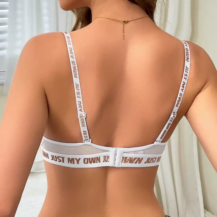 BEAUWEAR - Prodyšná síťovaná podprsenka s kosticemi a písmenem