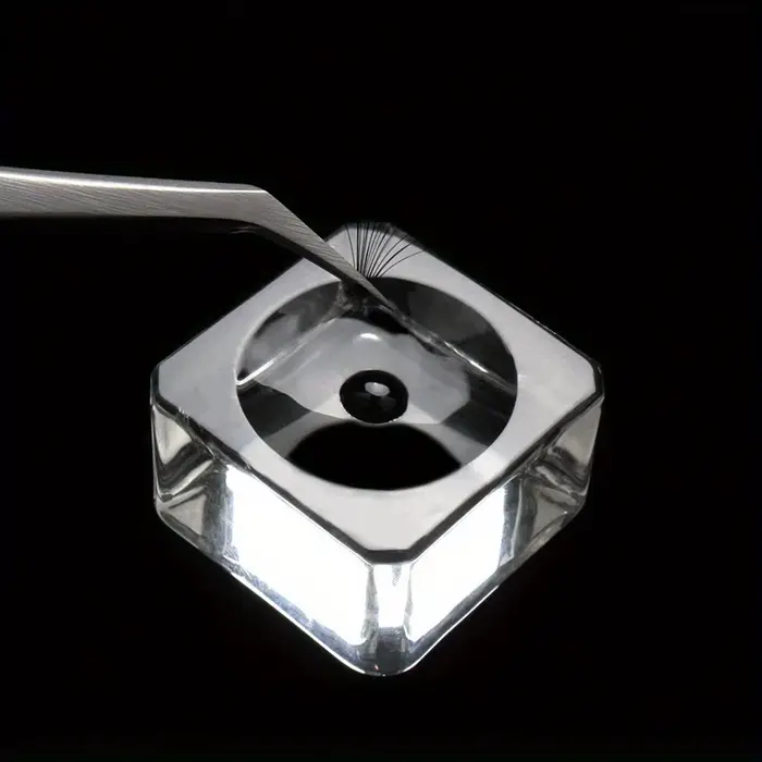 Joint carré en verre de cristal, support de faux cils, tampon de colle, 4 tailles, porte-colle, pale