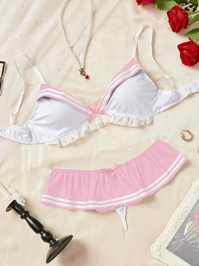 Ensemble de lingerie sexy de marin, costume de cosplay d'écolière, tenue de bikini 3 pièces pour jeux de rôle, Halloween, enterrement de vie de jeune fille