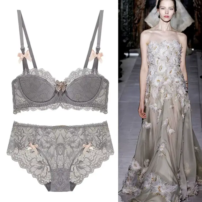 Francouzská čistá touha Bralette malá poprsí AB pohár Push Up bezšňůrová krajková podprsenka pro dívku baculaté mašle design tenký záhyb pohodlí velké velikosti