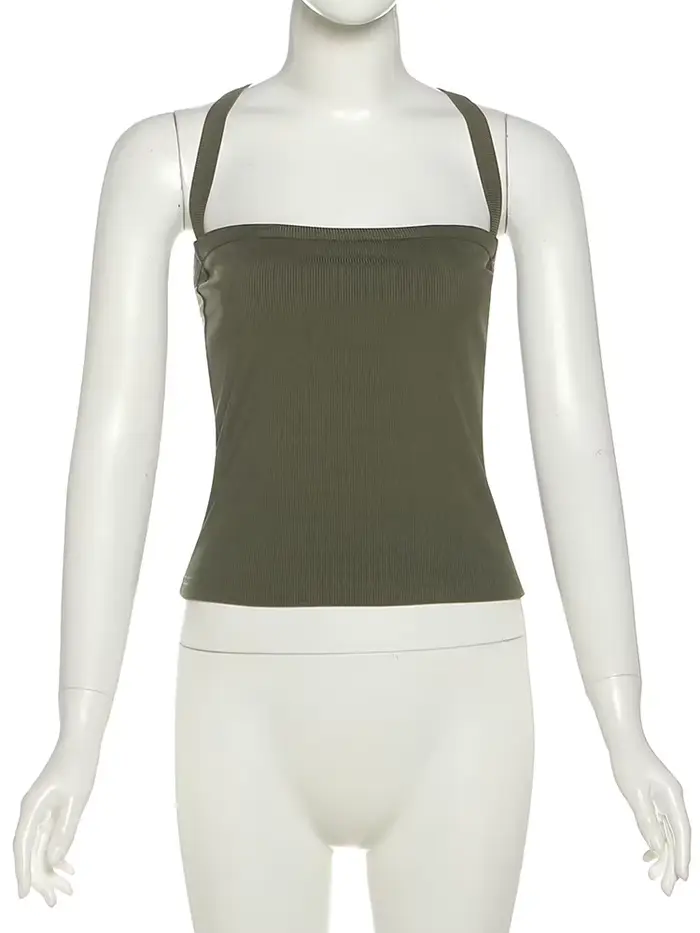 Sisterlinda col bas gilet femmes bandoulière croisée solide maigre Stretch Sexy minuit Hottie plage