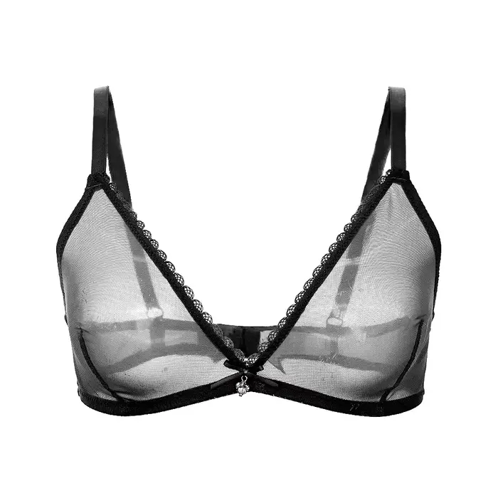 Femmes haut Sexy voir à travers le soutien-gorge dentelle maille sous-vêtements sans fil Transparent