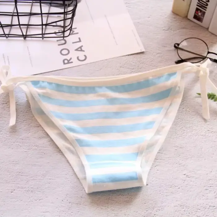 Japonské sexy spodní prádlo Lolita Kawaii, mini bikiny pruhované modré, růžové a bílé, cosplay pro dospělé, podprsenka, spodní prádlo, plavky set Frenum pro ženy