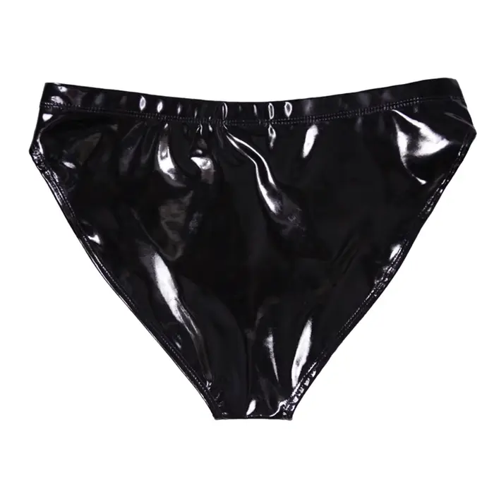 Dámské patentové kožené spodní prádlo, velká velikost, mokrý vzhled, nízkopodlažní elastické kalhotky, latexové spodní prádlo pro taneční párty