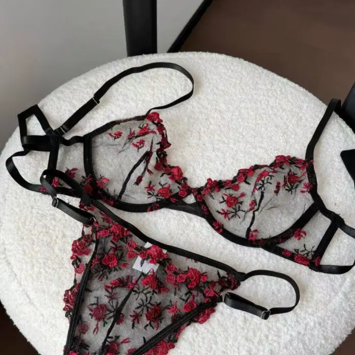 Sous-podeste sexy en dentelle transparente avec broderie florale pour femmes, grande taille, anti-pendaison, confort quotidien