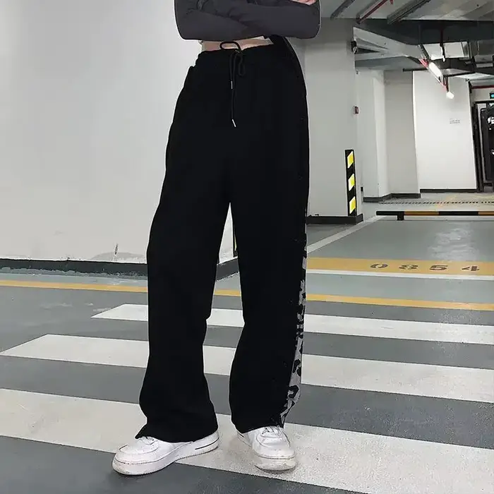 Pantalon à Jambes Larges pour Femme, lèvent, artificiel astique, Taille, Style Coréen, Slim, Assress