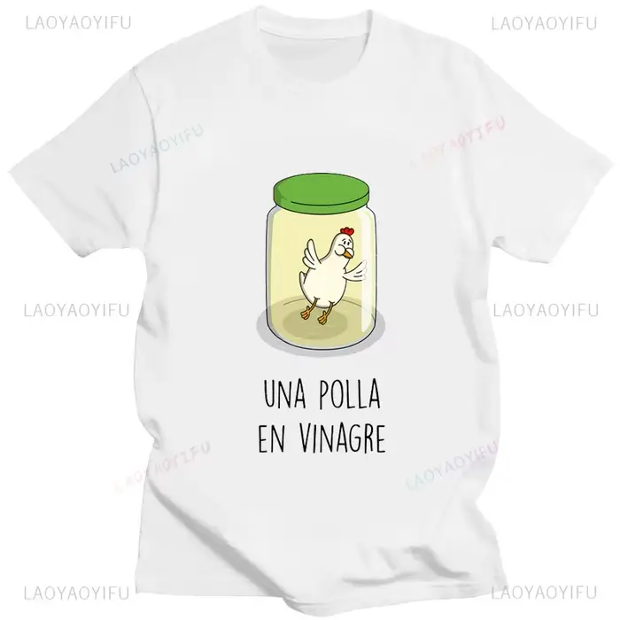 ME SUDA LA POLLA mignon poulet dessin animé imprimé t-shirt hommes femmes décontracté coton unisexe 