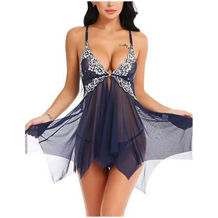 Lingerie sexy pour femmes, vêtements de nuit en dentelle, sous-vêtements sexy, robe en dentelle tran