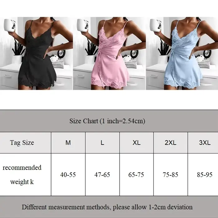 Chemise de nuit féminine en soie satin douce et sexy pour nuits d'été et occasions romantiques ```