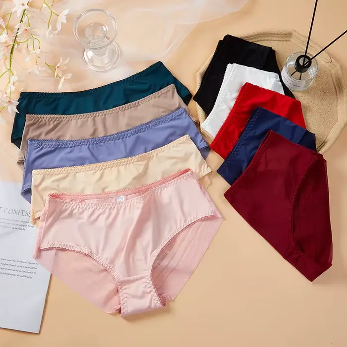 Dámské středně vysoké kalhotky Sexy Průhledné elastické bezešvé tenké
