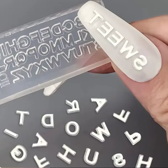 Moule à ongles en silicone avec lettre 3D, mini lettre A-Z, moule en résine, 26 moules à lettres, ou