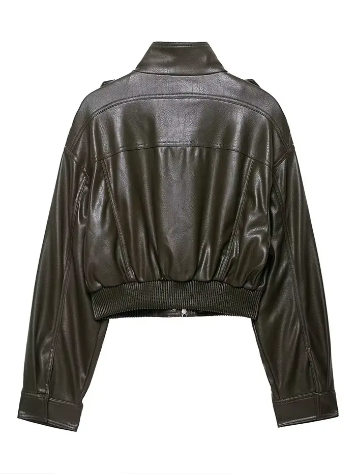 Nouvelles Vestes Courtes Décontractées en Similicuir Chic pour Femme, Coupe Ample avec Fermeture Écl