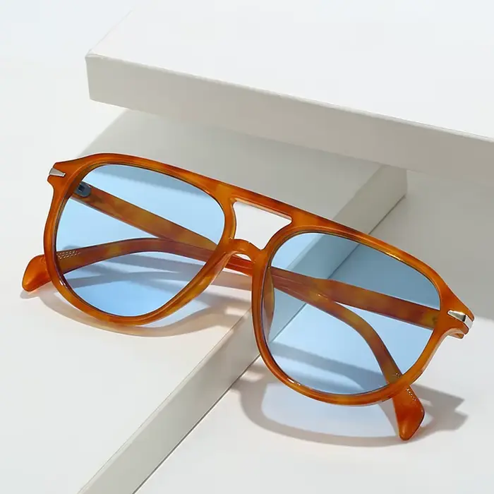 SO & EI rétro Double ponts pilote hommes Rivets lunettes de soleil marque de mode concepteur femmes