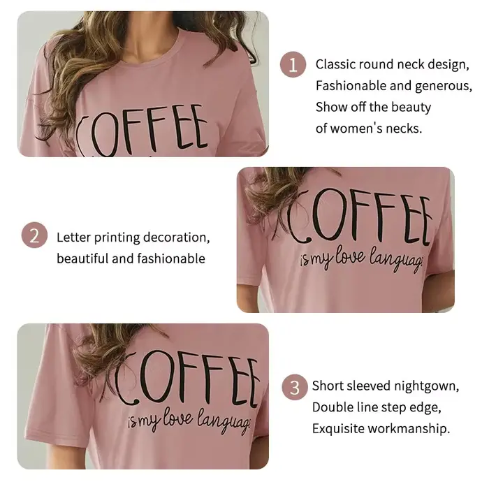 Lait soie chemise de nuit femmes chemise de nuit à manches courtes Cartoon chemises de nuit doux