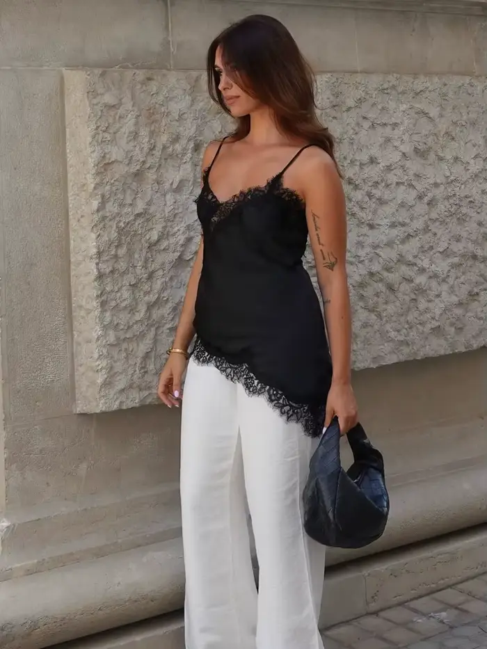 HH Sexy femmes asymétrique dentelle Slip hauts été femme dos nu sans manches épaules nues sous-vêtem