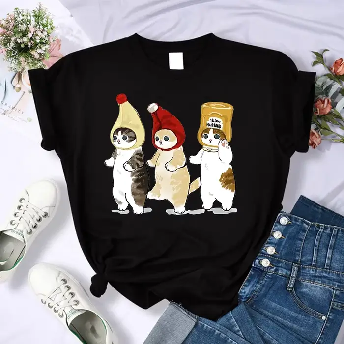 Y2k 90s chat mignon chemise femmes drôle dessin animé T-shirt Harajuku graphique Ulzzang T-shirt est