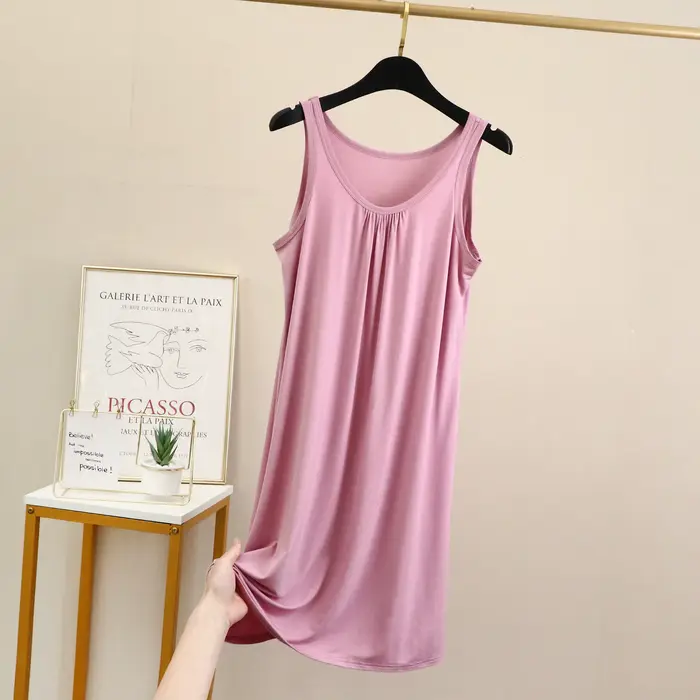 Grande taille chemises de nuit décontracté femmes vêtements de nuit sans manches gilet robe de nuit nuisette été pyjamas XL-6XL Sexy Modal Lingerie