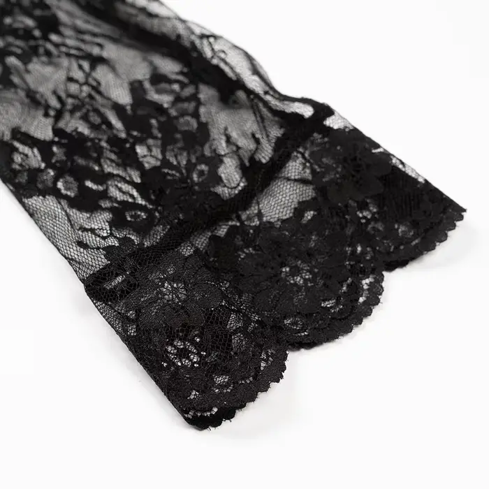 Chemise de nuit transparente en dentelle noire sexy pour femme, couleur unie, lingerie confortable