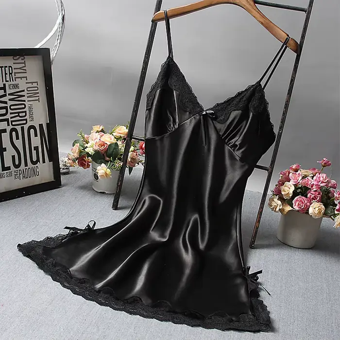 Sexy dentelle Patchwork vêtements de nuit Lingerie nuisette col en V robe de mariée vêtements de nui