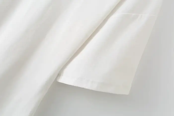 KONDALA Streetwear Chic Décontracté Femme Haut en Dentelle Asymétrique à Manches Courtes Col Rond Te