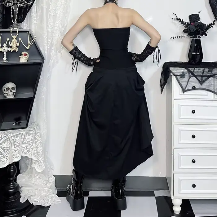 Goth Streetwear jupe gothique femmes Harajuku Emo Alternative Grunge taille haute pansement a-ligne 