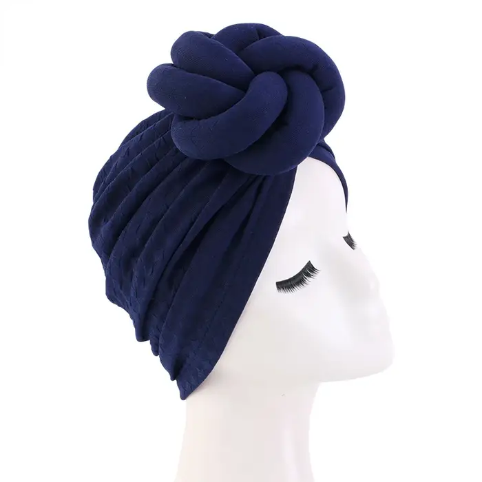 Roztažitelný turbanový klobouk s velkou květinou pro ženy