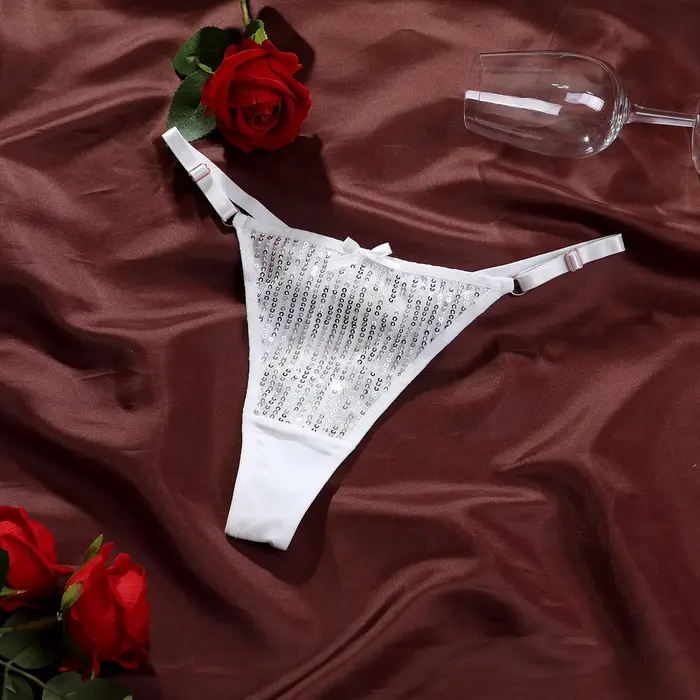 String pour femme réglable, sexy, double, fin, taille basse, scintillant, respirant, en dentelle, sous-vêtements féminins