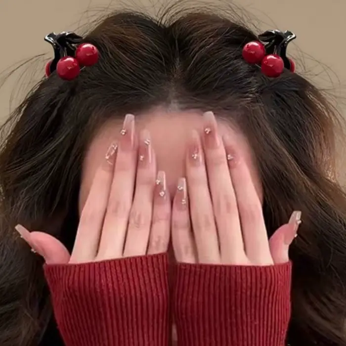 4-8 pièces de cerise de perles rouges, petites pinces à cheveux, douces, filles, cheveux cassés, Min