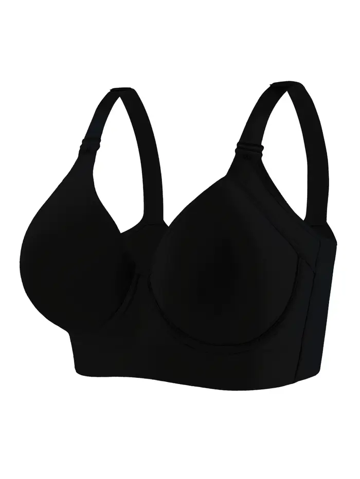Soutien-gorge côtelé lisse taille européenne, soutien-gorge anti-affaissement froncé, dos sportif et élégant, soutien-gorge dos magnifique