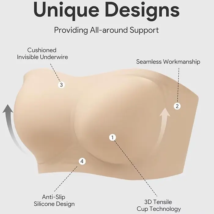 Dámská push-up bandeau podprsenka bez ramínek