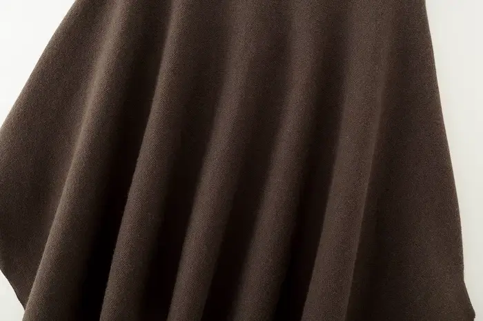 ETJ 2025 nouvelle mode femme surdimensionné version ample du col rond cape pull couleur unie manches