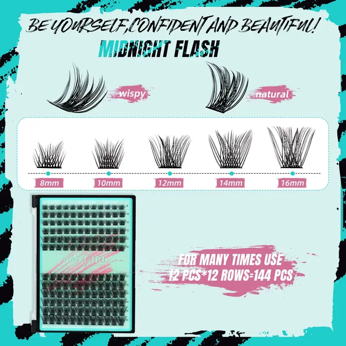Amzgirl-Kit d'Extensions de Cils avec Pince à Épiler et Dissolvant, DIY, 144 Pièces