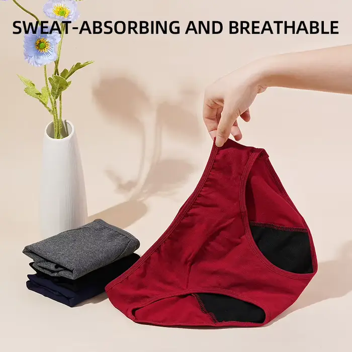 Culotte Menstruelle Physiologique pour Femme, Sous-Vêtements en Coton Absorbant l'Eau, Slip à vaccage Rapide, Lingerie Féminine, Grande Taille