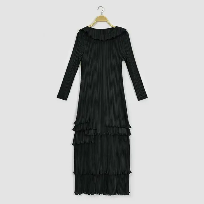 Robe plissée à la mode trois manoirs, robe de gâteau vieillissante de tempérament, fouet de concepti