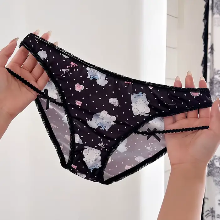 Dívky kalhotky tenké Sexy japonská roztomilá kočka ženy slipy led hedvábí dáma tanga spodní prádlo žena nízký pas G tanga Spodní prádlo