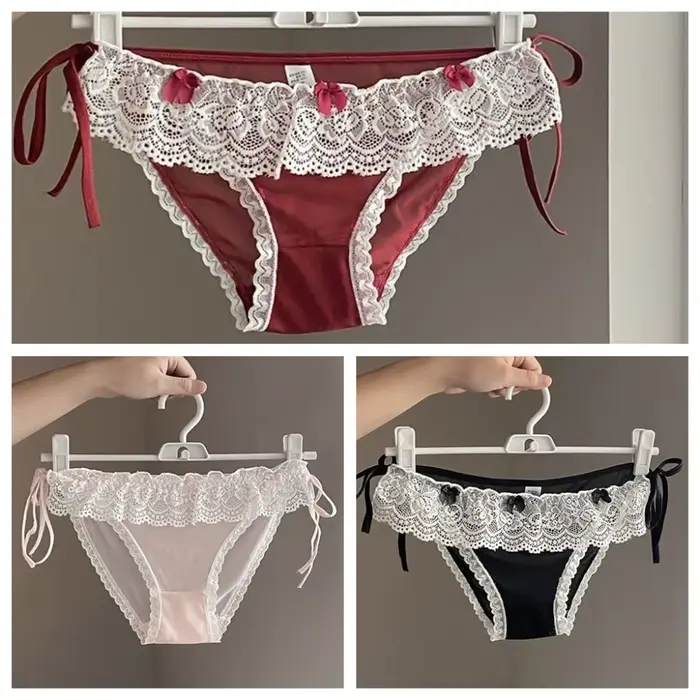 Nízký pas krajky Lolita kalhotky s mašle, bavlněný rozkrok, dámské spodní prádlo, síťované spodní prádlo a krajky pro dívky