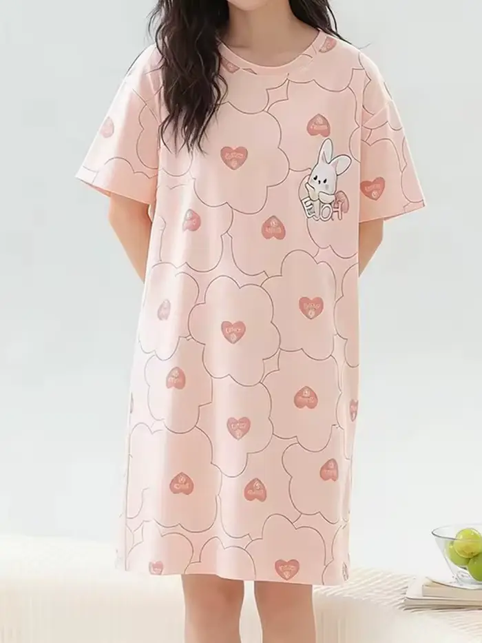 Jolies chemises de nuit pour femmes, vêtements de nuit tendance, robe de nuit d'été, pyjama dessin animé pour femme, pyjama grande taille