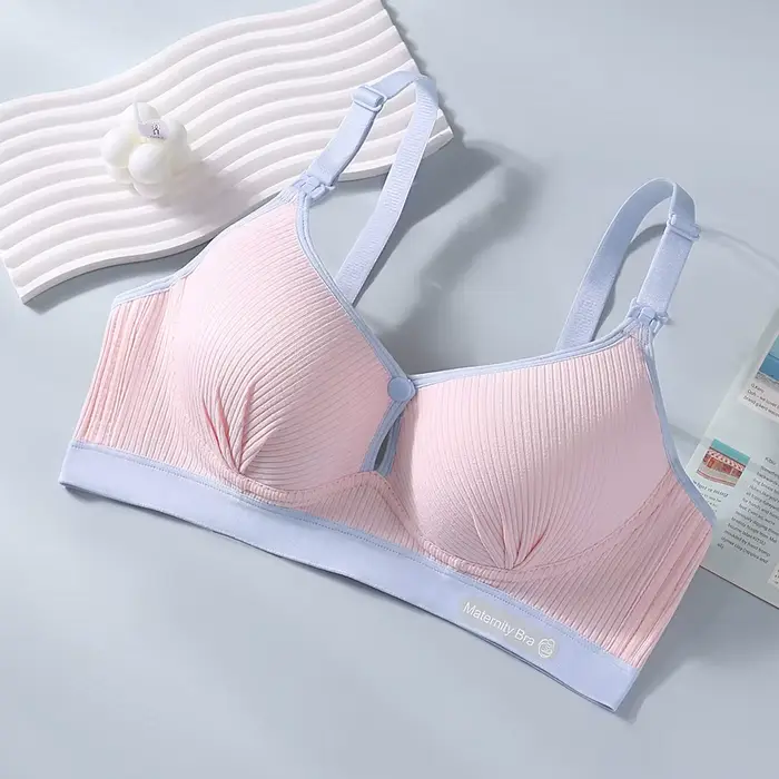 Soutien-gorge d'allaitement à double boucle, push-up, anti-affaissement, en pur coton, confortable, 