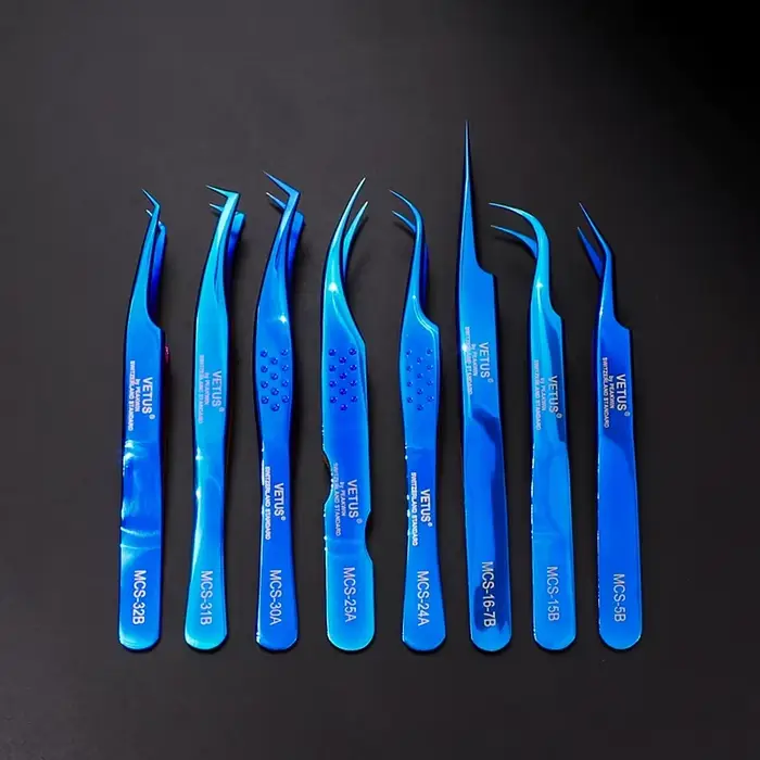 Vetus – pincettes à cils Premium, série MCS originale, nouveau Style, pointe Ultra Fine, améliore le