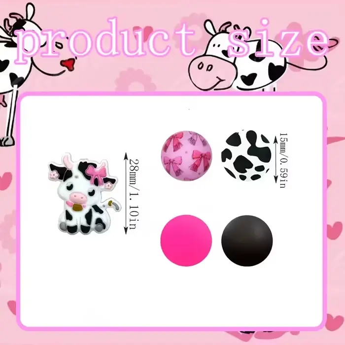 Ensemble de perles en Silicone série Cow Spot, 25/44 pièces, parfait pour l'artisanat fait à la main