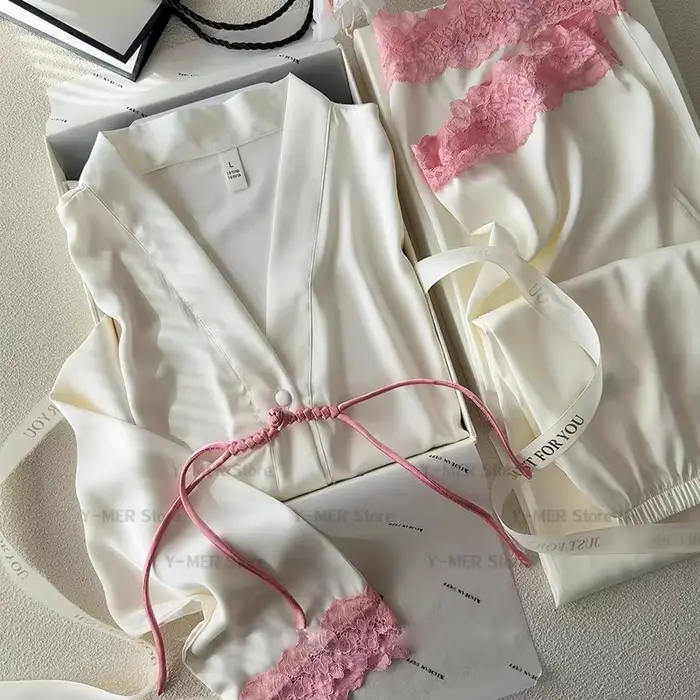 Nouveau Style chinois dentelle Patchwork haut pantalon 2 pièces Pyjamas Femme Sexy Pijama Mujer princesse Style vêtements de détente maison vêtements de nuit