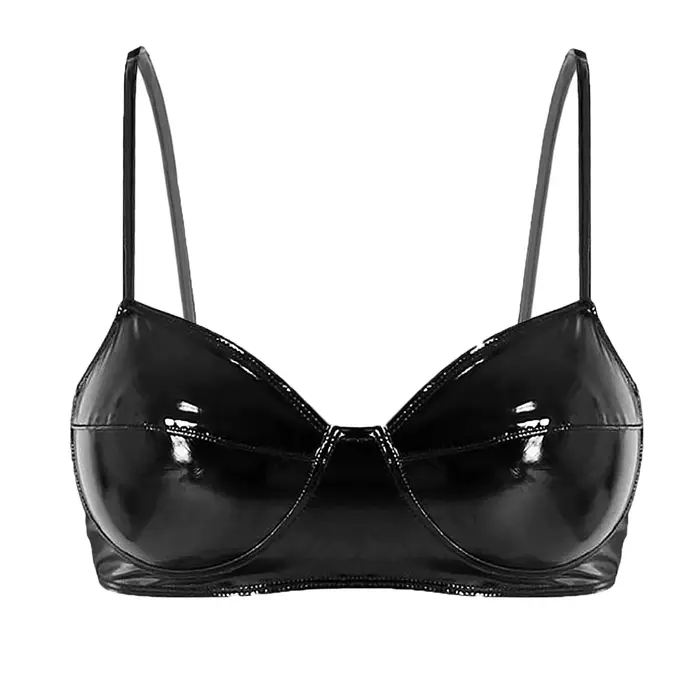 Sexy faux kůže mokrý efekt podprsenka pro ženy zvláštní příležitosti břišní tanec koncerty strany halloween