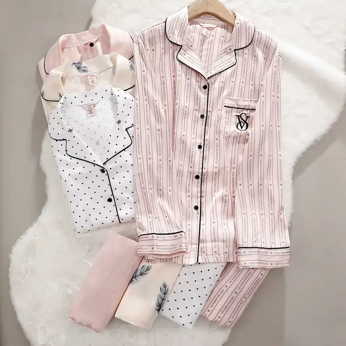 Pyjama en coton tricoté Victoria's Secret pour femmes ensemble de nuit vêtements de détente confortable et respirant pour les occasions spéciales