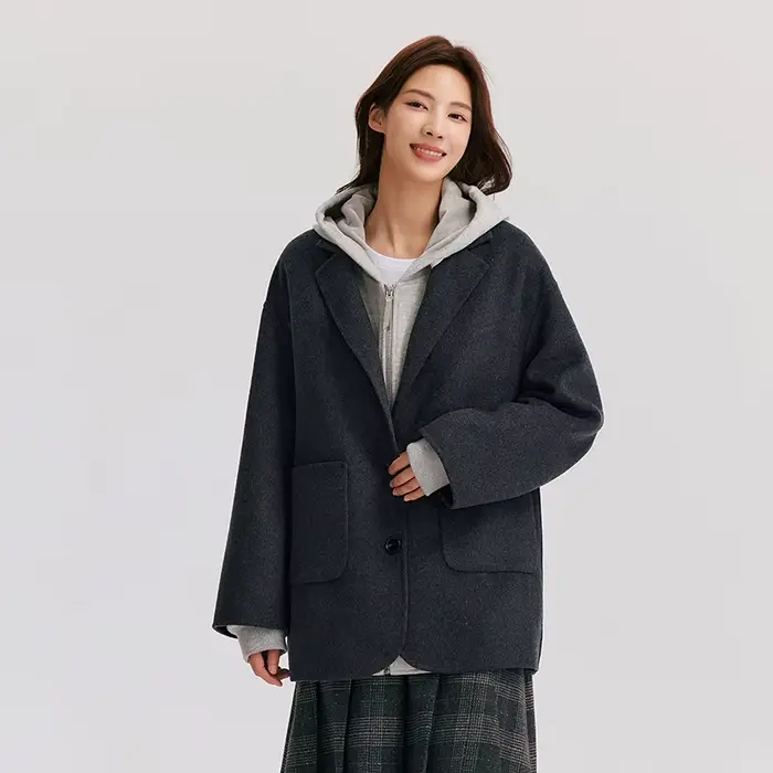 Semir-Veste double face contenant de la laine pour femme, manteau mi-long, col imbibé, polyvalent, c
